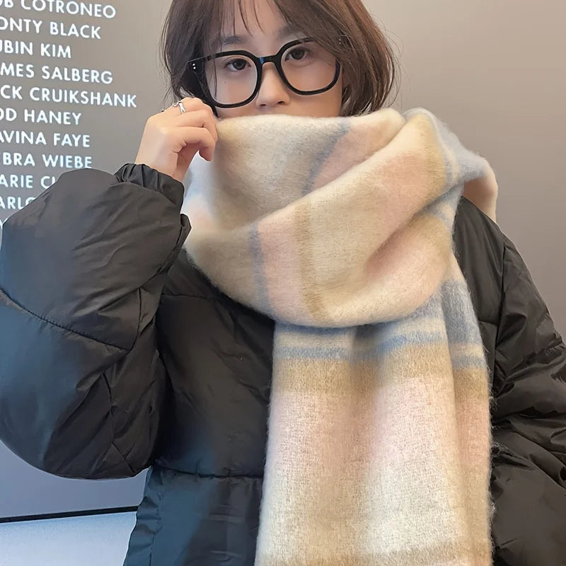 柔らかく厚手のカップル用スカーフ - 大きな暖かい冬用ショール、防風＆スタイリッシュ