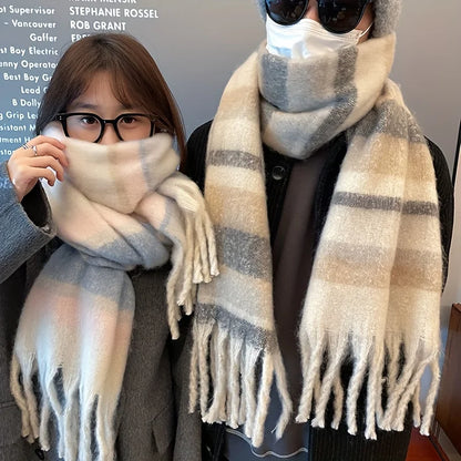 柔らかく厚手のカップル用スカーフ - 大きな暖かい冬用ショール、防風＆スタイリッシュ