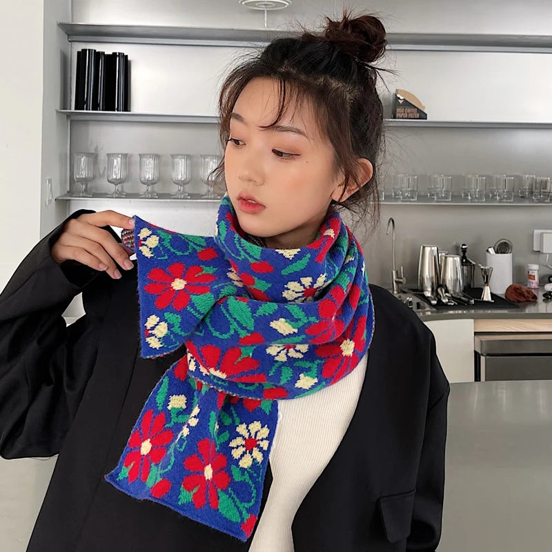 レディース 韓国風ニットマフラー - 冬用ロングショール、暖かくておしゃれ