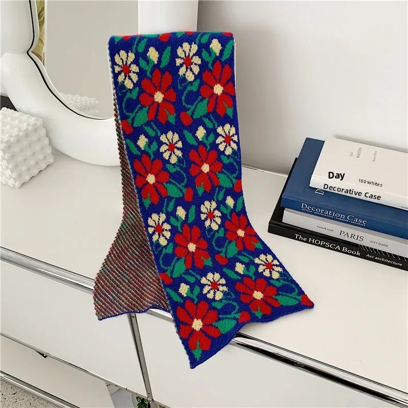 レディース 韓国風ニットマフラー - 冬用ロングショール、暖かくておしゃれ