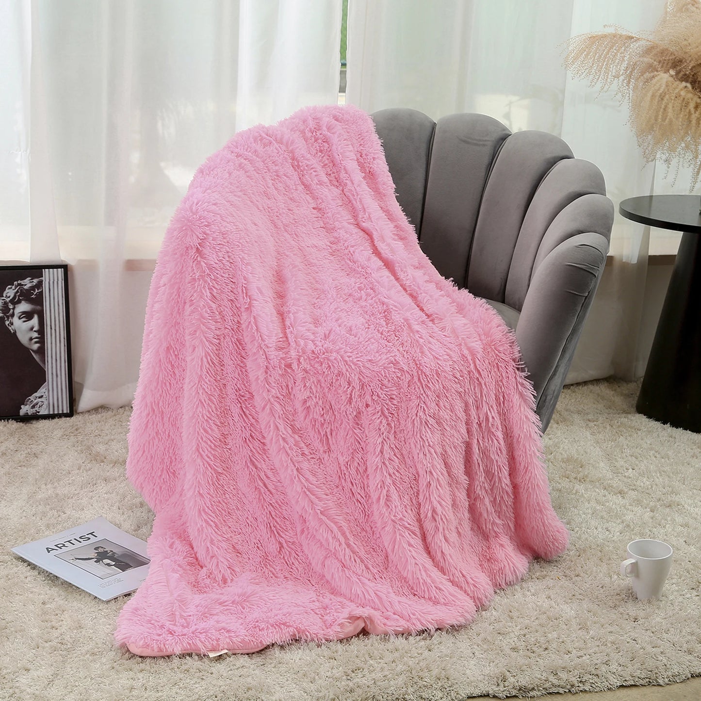 ソファ、ベッド用のロングシャギープラッシュブランケット