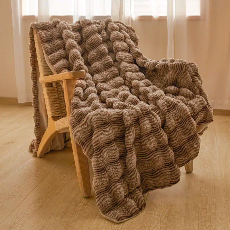 高級無地フェイクラビットファーブランケット