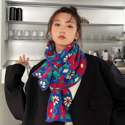 レディース 韓国風ニットマフラー - 冬用ロングショール、暖かくておしゃれ