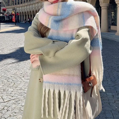 柔らかく厚手のカップル用スカーフ - 大きな暖かい冬用ショール、防風＆スタイリッシュ